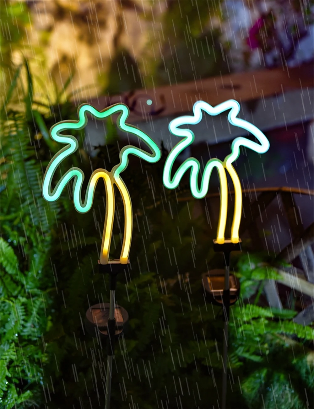 Solar Neon Garden Light Outdoor Cactus Lights Flamingo Stake Lamp LED Waterproof Path Lighting for Christmas Yard Lawn Decor