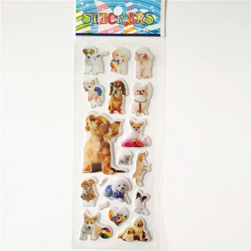 6pcs Cartoon Pets The Aristocats Marie Cat Sticker for 3D Scrapbook Animal Cute Dog Bubble Stickers Reward Kids Girl Gift