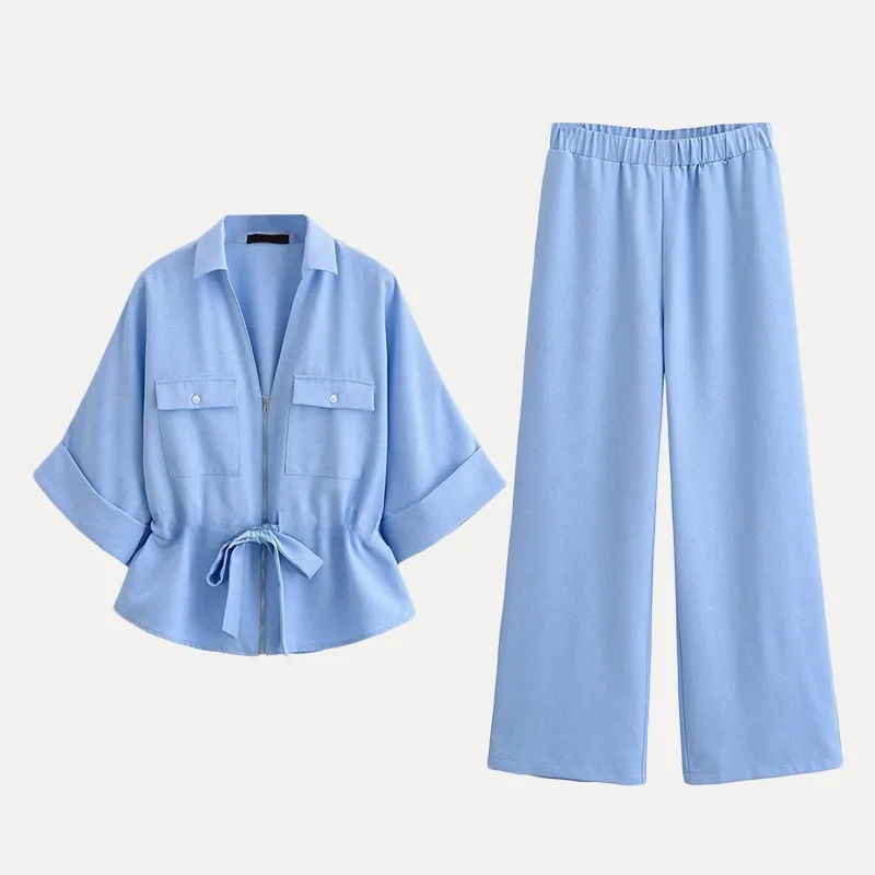 

Женские модные летние охотничьи брюки 2021, свободный крой и длинные брюки, комплект из двух предметов, полиэфирное волокно, застежка-молния