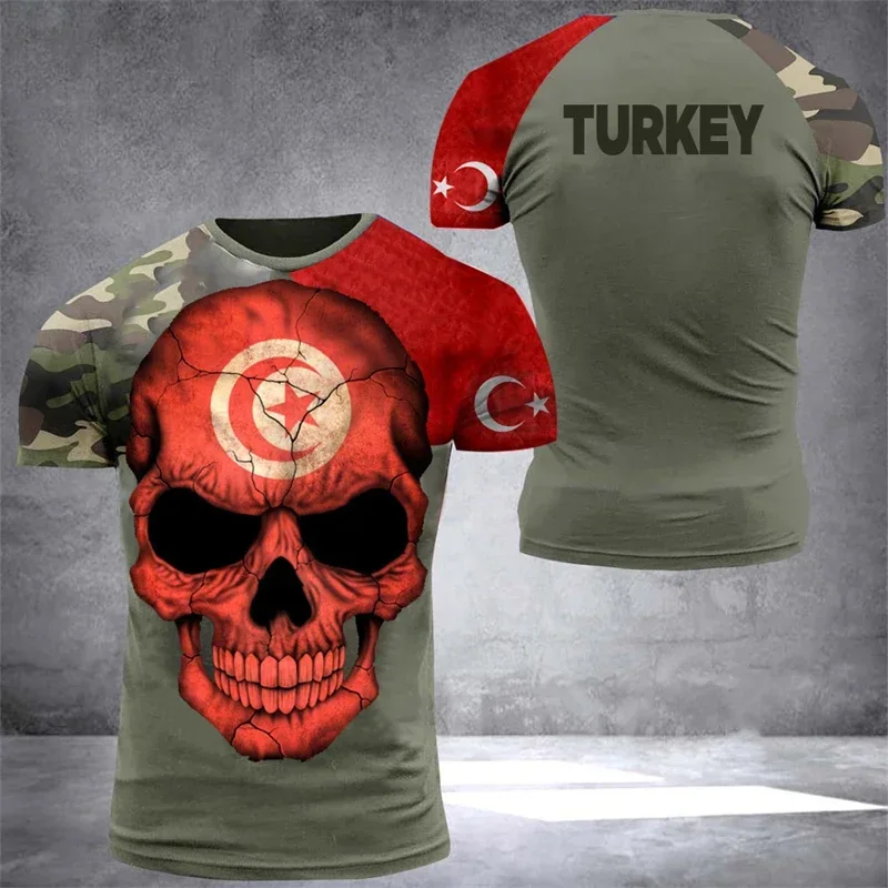 Türkiye Flag Badge T-shirt 3D printed street wear men\'s and women\'s casual fashion oversized O-neck T-shirt top clothing