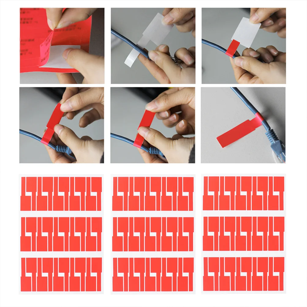 

10Pcs A4 Self-Adhesive Sticker Cable Labels Tags Red Wide Application Computer Room Network Factory