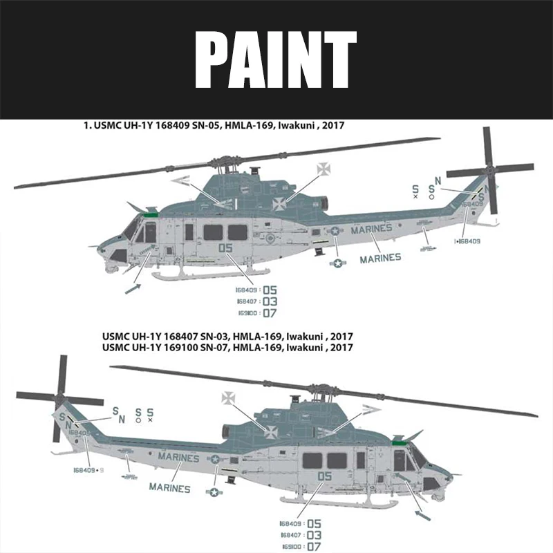 Academy Assembled Aircraft Model Kit 12138 Venom UH-1Y US Gunship