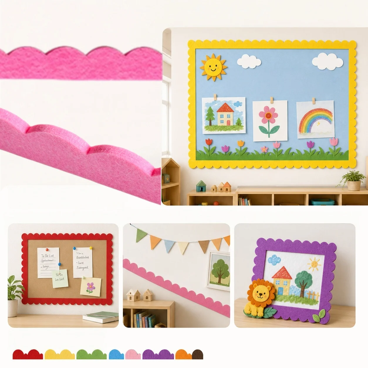 1pc Wavy Scalloped Border Trim Foam Bulletin Board Strips For Classroom Home Wall Blackboard Door Window DIY Decoration