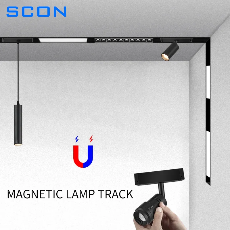 

SCON Modern Recessed Magnetic Track Lights LED Spotlight Fixtures Living Room Without Main Light Lighting Rail Magnet System