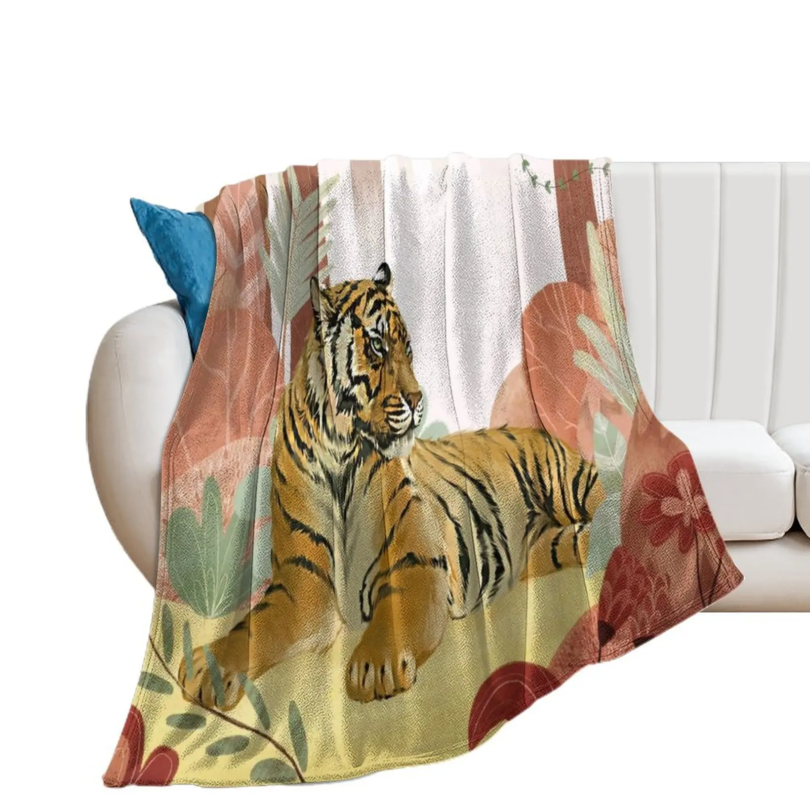 Calm Tiger - Bengal Throw Blanket Soft Plaid Cute Plaid Furrys Sofa Blankets