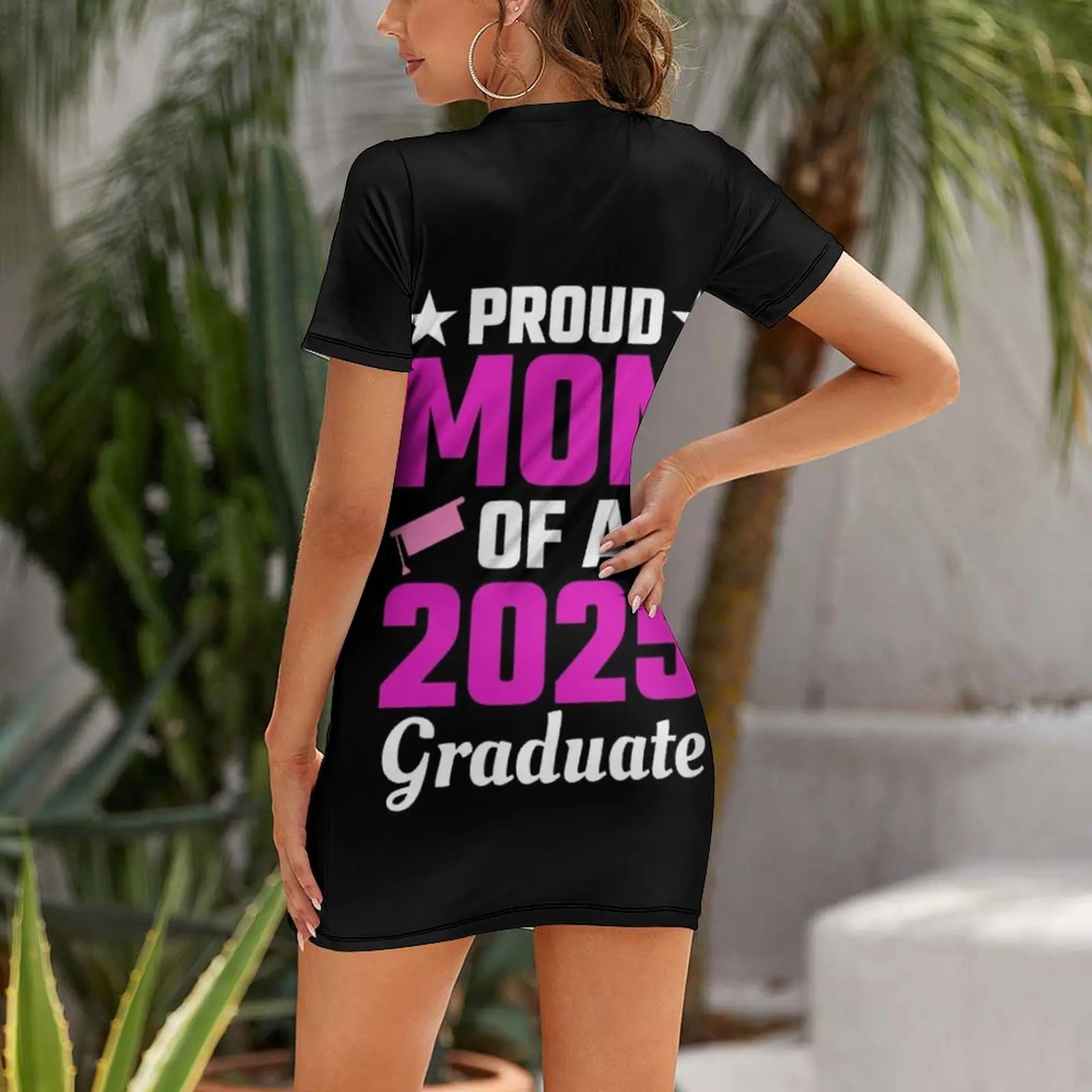 Proud Mom of A 2025 Graduate - High School College Senior Graduation Short Sleeved Dress prom clothes cute dress Dress