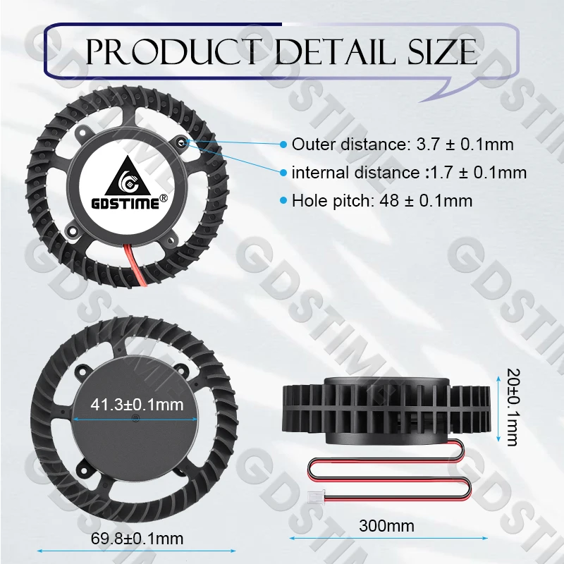 GDSTIME 70MM Blower DC 12V Cooler 70x70x20MM Turbine Centrifugal Radial Fan 7020 7CM Frameless Fan for Humidifier, Car Purifier