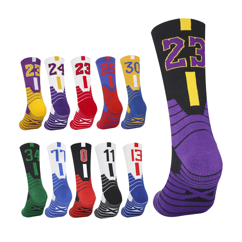 Number Professional Non-Silp Basketball Socks Sports Socks Middle Thickened Men Towel Bottom Child Team Match baloncesto Socks