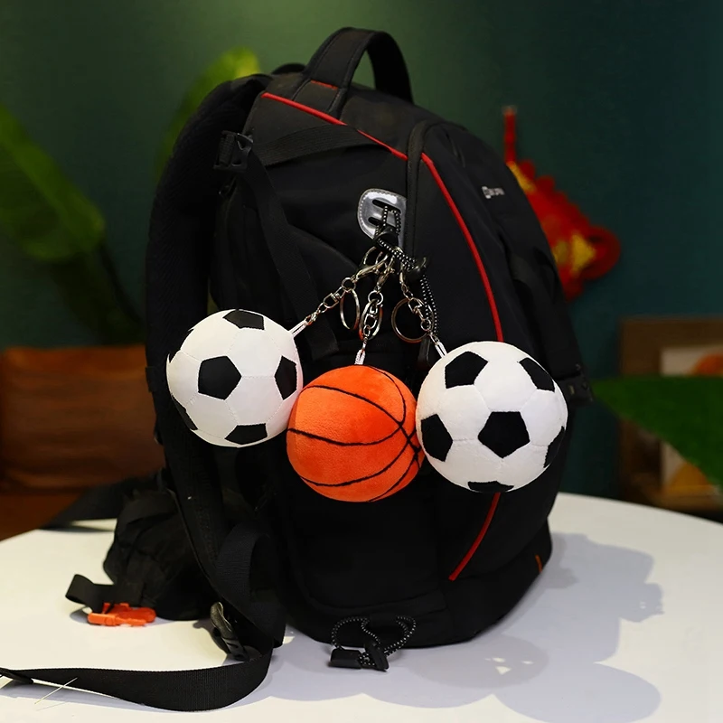 9CM Simulation Soccer Football Plush Stuffed Soft Ball Kids Toy Cute Bag Pendant Basketball Keychain for Children Presents