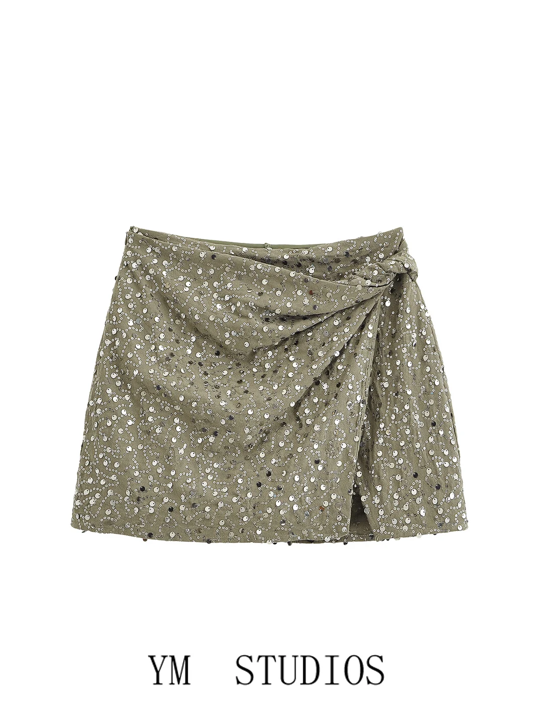 

Женская юбка с пайетками и высокой талией, противолегкая прогулочная тяжелая юбка Du ort, юбка с запахом, повседневная одежда Ci для поездок на работу