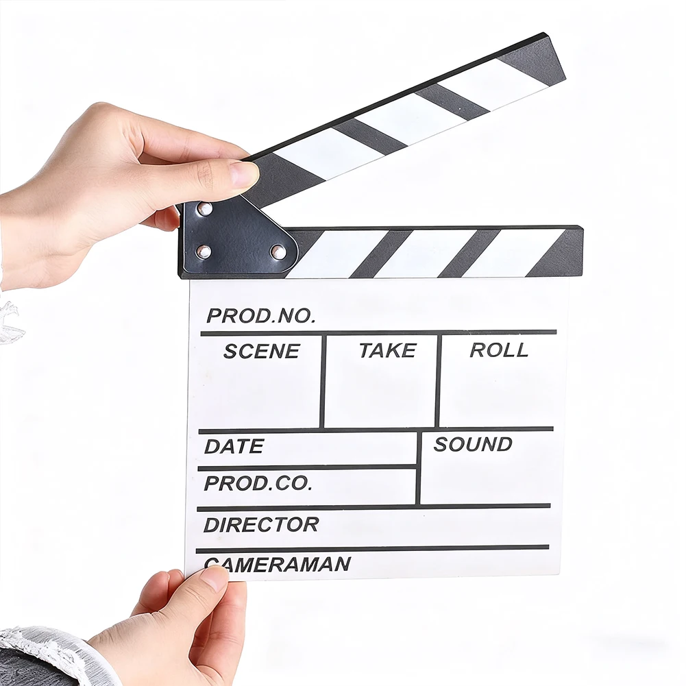 Wooden Movie Clapboard Film Shooting Director Clapper Board Video Vlog Recording Cut Action Scene Photography Props Party Decor