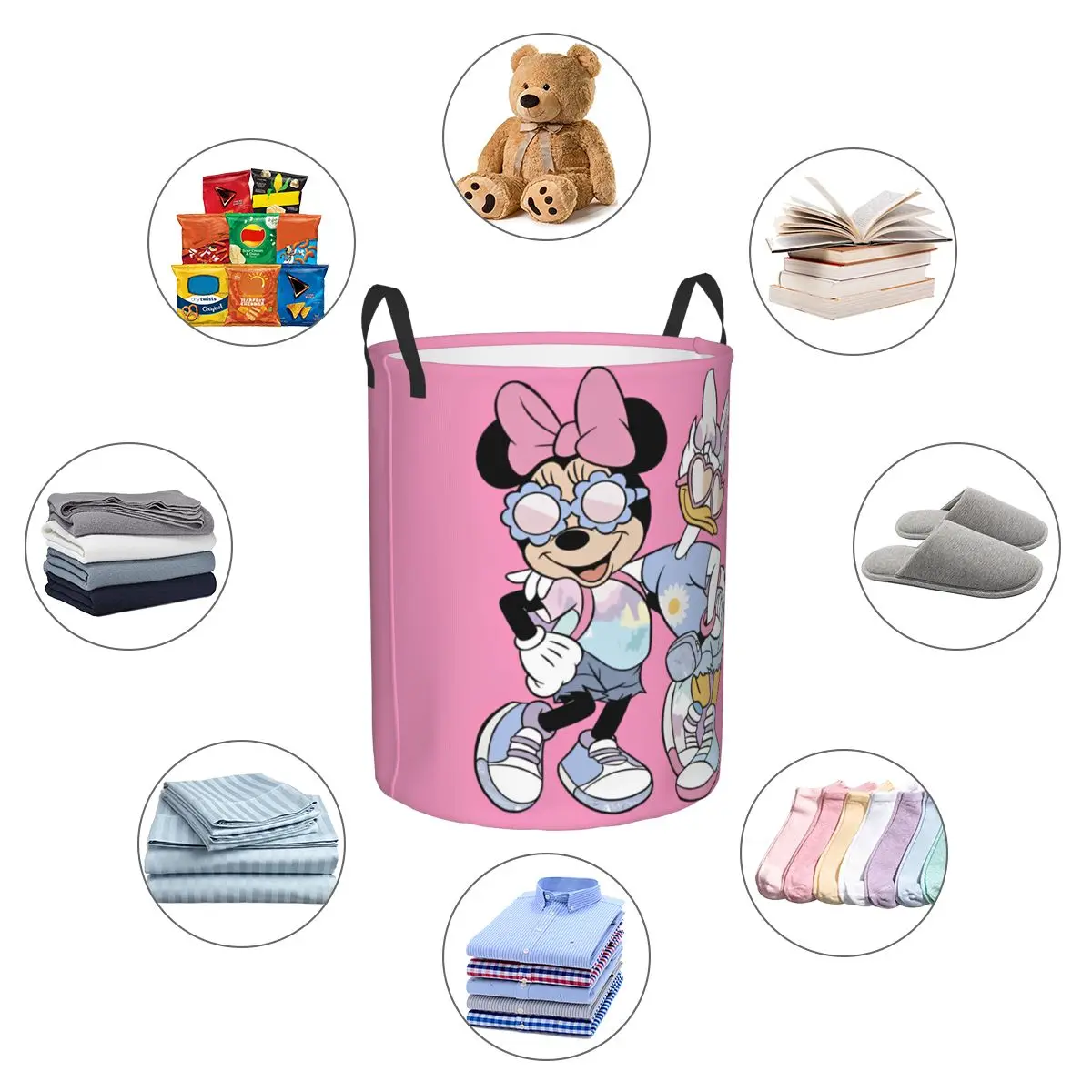 Minnie and Daisy Cartoon Clothes Storage Basket Box Organizer Bins for PlayRoom