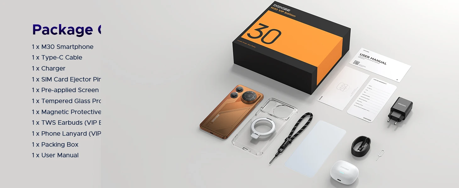 Doogee M30 Smartphone 135Db Speaker Android 16 8000Mah Battery 6.88'' Screen 48Gb Ram (6Gb +42Gb) 256Gb Rom Unisoc T7280 Nfc