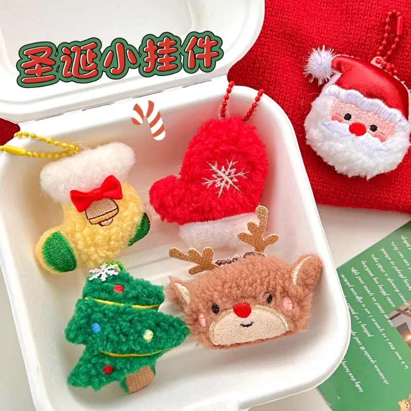 Lindo colgante de juguete de peluche de Navidad árbol de Navidad muñeco de nieve Santa Claus muñeco pequeño llavero mochila encanto colgante Поkejuden П®дарки