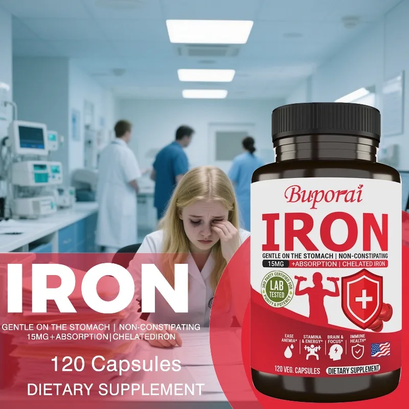 Iron Supplements - Fight Fatigue, Relieve Anemia, Boosts Energy, Focus, Supporting Red Blood Cells, Improve Immunity, Non-GMO