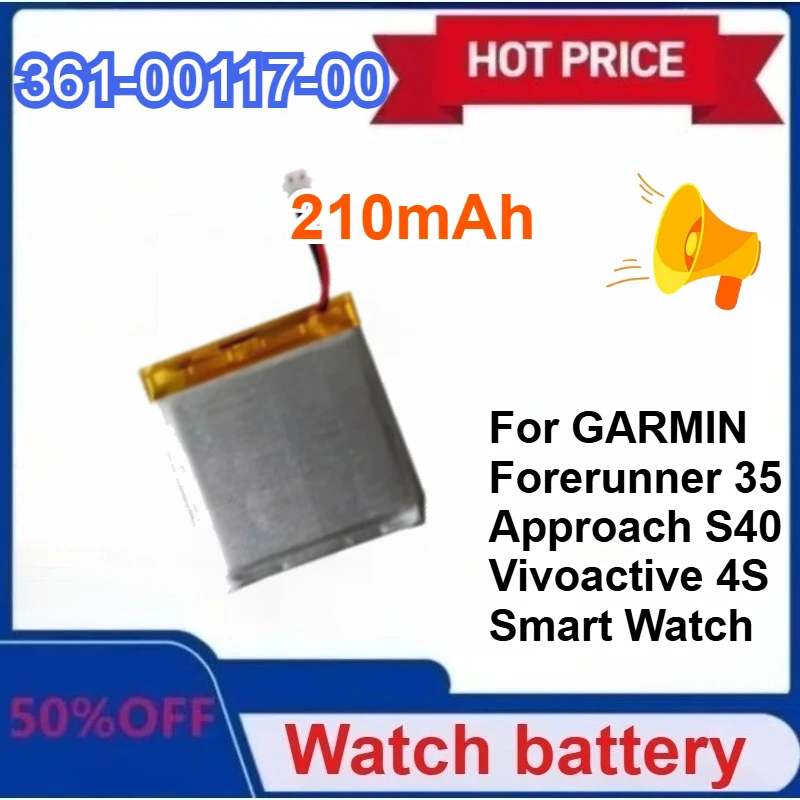 

New 210mAh 361-00117-00 (401920) For GARMIN Forerunner 35 Approach S40 Vivoactive 4S Smart Watch Batteries Digital Batteries