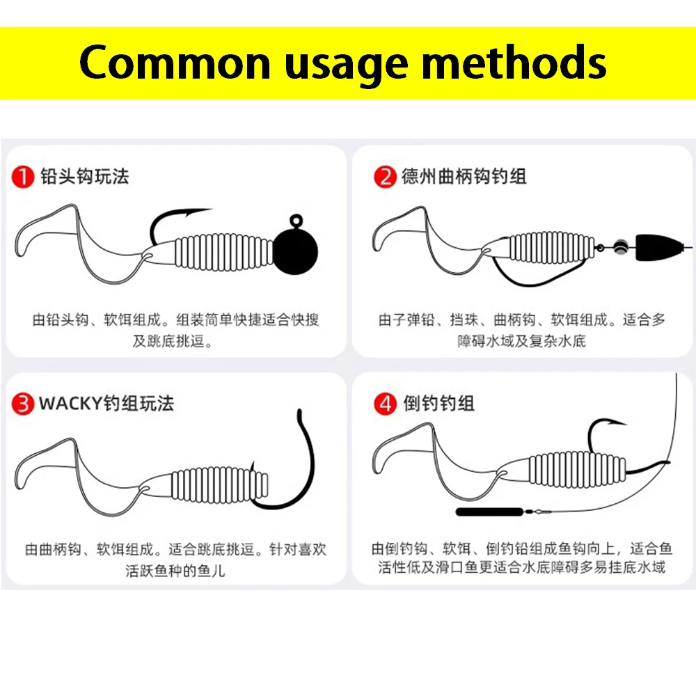 20개입 소형 그럽 소프트 루어 35mm 50mm 60mm 70mm PVC 실리콘 컬리 테일 베이트 낚시용 루어 (락피싱, 파이크, 배스, 송어, 잉어용)