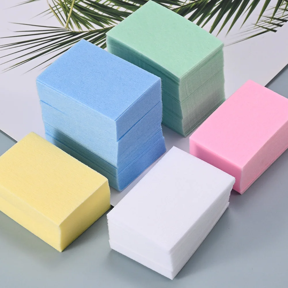 100/600Pcs Lint Free Nail Wipes Pads Soft Non-Woven Nail Polish Remover Pads 100% Cotton Non Woven UV Gel Cleaner Pad Nail Tools