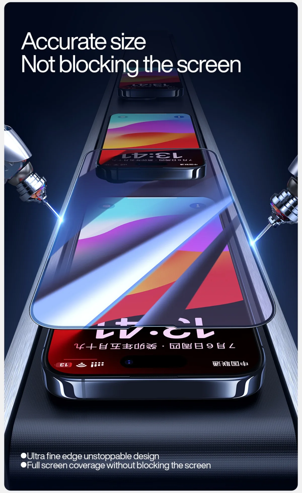 SmartDevil Vollständige Abdeckung aus gehärtetem Glas für iPhone 16 Pro Max 15 Pro Displayschutzfolie für iPhone 16Pro 14 Pro Max HD Anti-Blaulicht – Detail 2