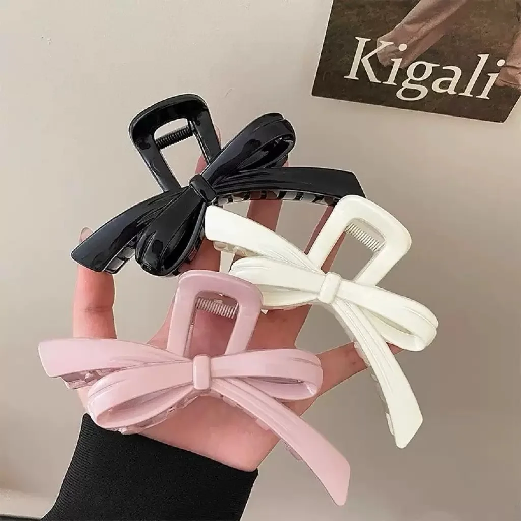 

Fashion Solid Bow Large Hair Claws for Women Korean Acrylic Hair Clips Crabs Hairpins Ponytail Girls Barrettes Hair Accessories