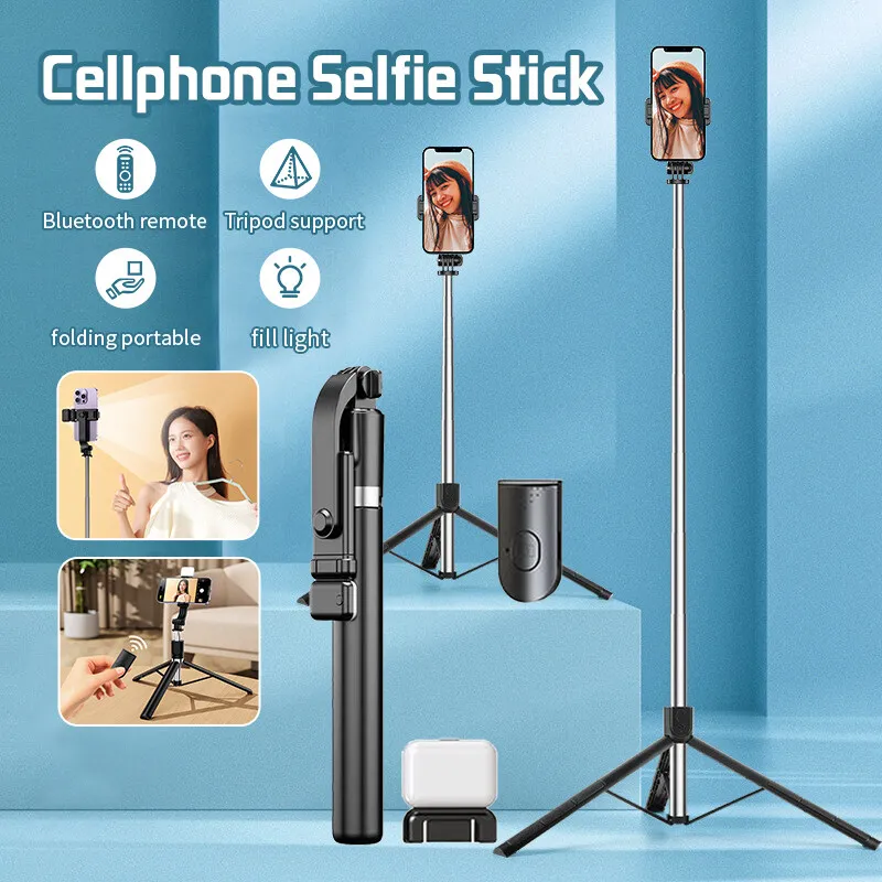 Bastão de Selfie 170CM Bluetooth, Suporte Sem Fio para Telefone, Tripé Portátil e Extensível, Estabilizador Antivibração