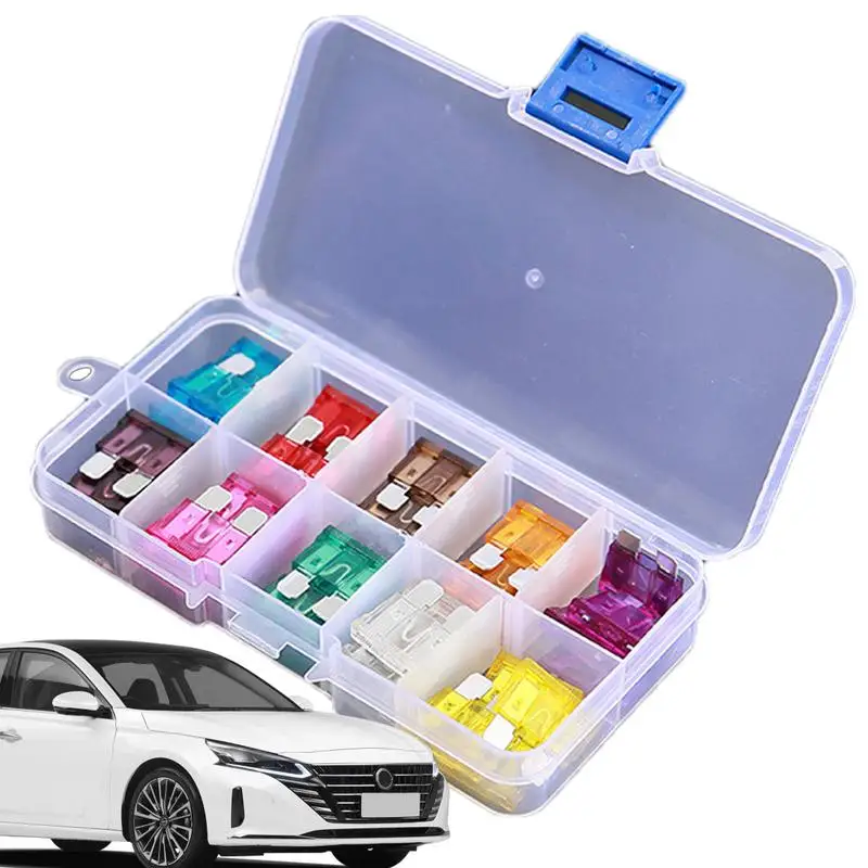 Auto Fuses Assortment Kit 50Pcs Automotive Fuse Kit Assortment Blade Fuse Set Kit Storage Case Car Middle Size Blade Type Fuse