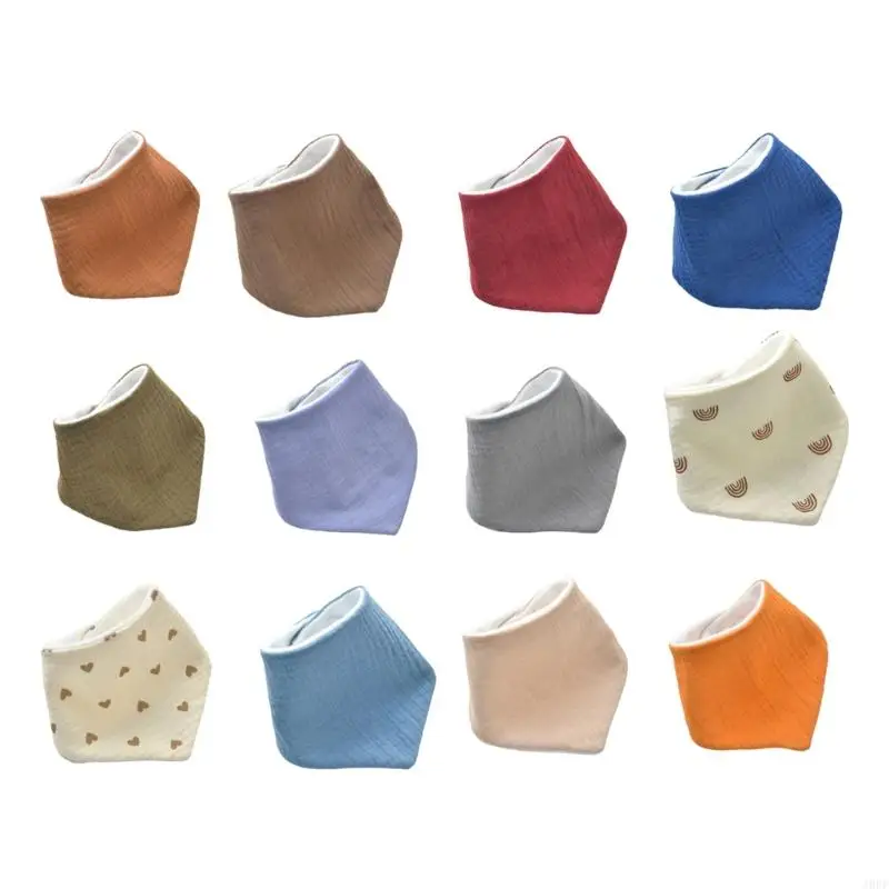

J0PF Infants Drooling Bib Soft & Breathable Baby Burp Toddlers Triangular Scarf Comfortable Cotton Saliva Towel for Newborns
