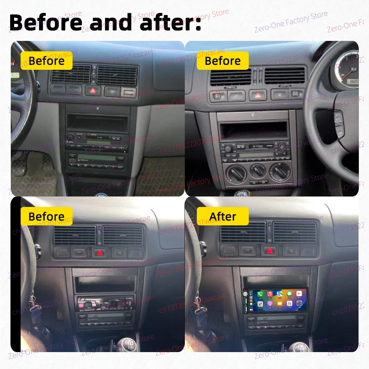 Carplay Autoradio 1 Din راديو أندرويد سيارة الوسائط المتعددة لشركة فولكس فاجن فولكس فاجن جولف 4 IV MK4 بورا 1999-2004 6.86 "وحدة رأس ستيريو لتحديد المواقع