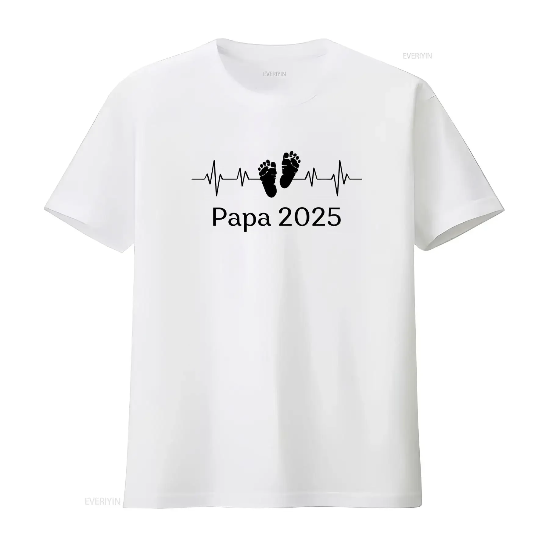 Papa 2025 T Shirt Heartbeat Design Expecting Dad Cool Father Idea Premium Quality vintage Washed homme Casual streetwear
