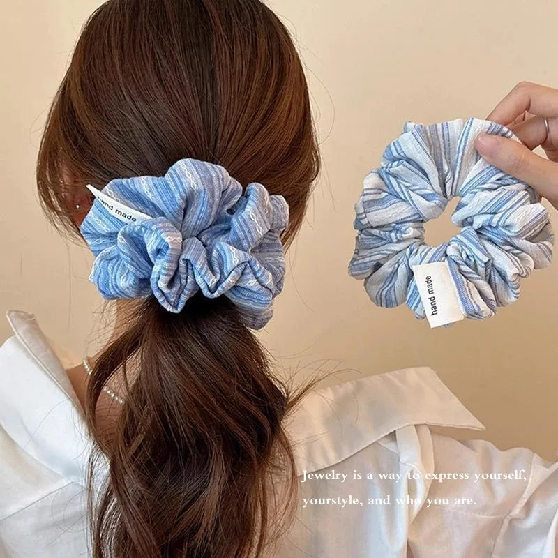 

Vintage Elegant Striped Large Intestine Hair Band For Women Girls Sweet Hair Tie Scrunchie Rubber Band Fashion Hair Accessories