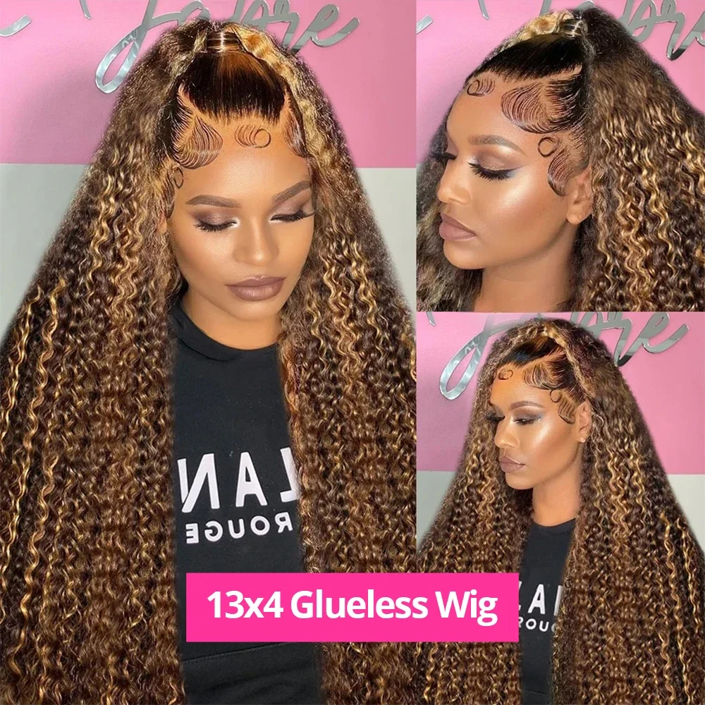 العسل شقراء ملونة 13X6 تسليط الضوء على شعر مستعار شعر الإنسان براون الدانتيل شعر مستعار أمامي شعر بشري مجعد الباروكات عذراء موجة عميقة الدانتيل شعر مستعار أمامي