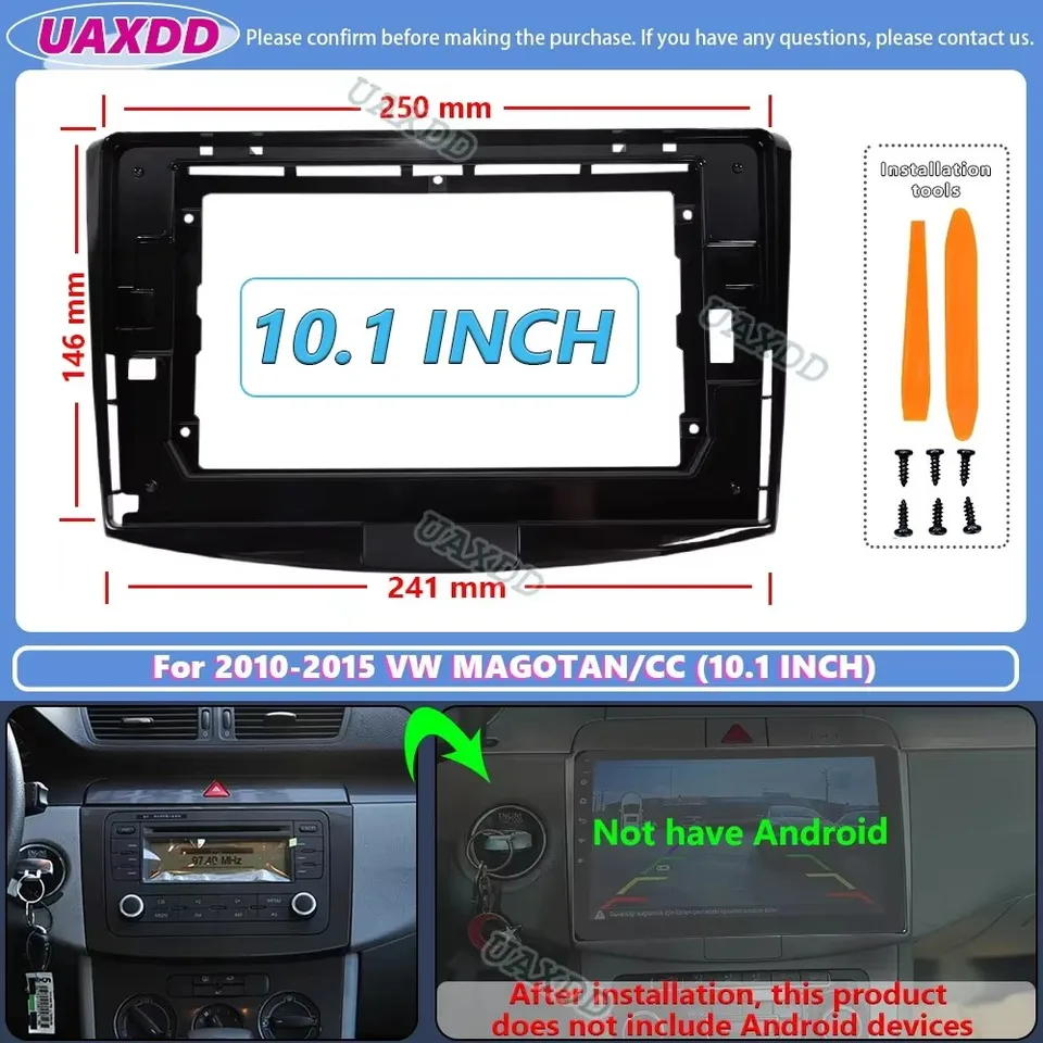 DGHBNP Mascherina autoradio Adatto per Volkswagen Golf 6 2008-2016 Kit Telaio Pannello Stereo da 9 Pollici per Auto Dvd 2 DIN Adattatore Autoradio(Only Frame