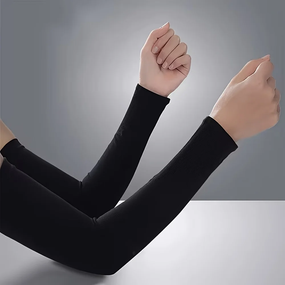 1 pair, women's black, white and gray multi-color straight ice silk cool sleeves, suitable for cycling and outdoor beach vacations - Detail 1