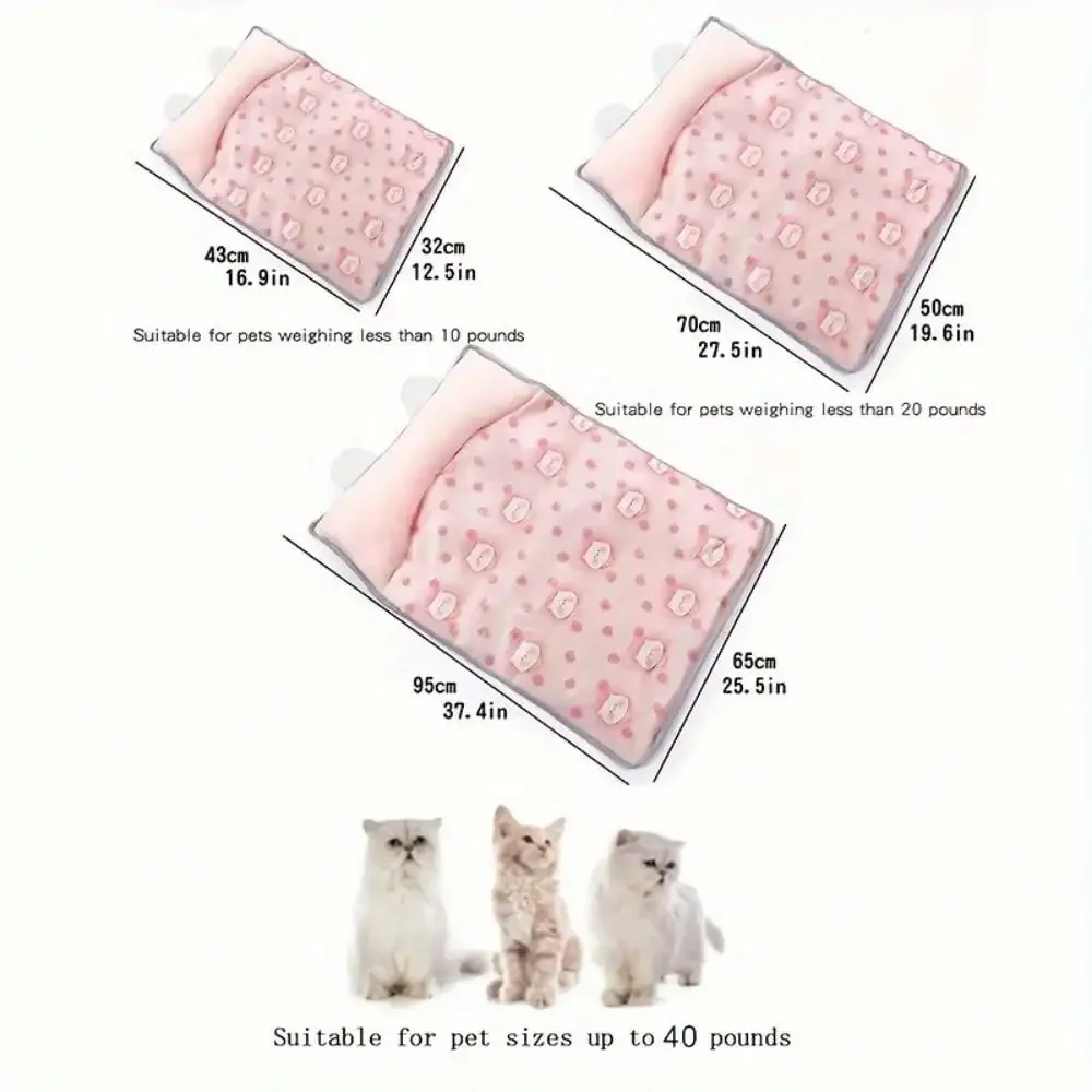 Summer Ice Silk Pet Bed Mat Cartoon Printed Cool Cat Mat Breathable Dog Cooling Pad, Pet Ice Pad