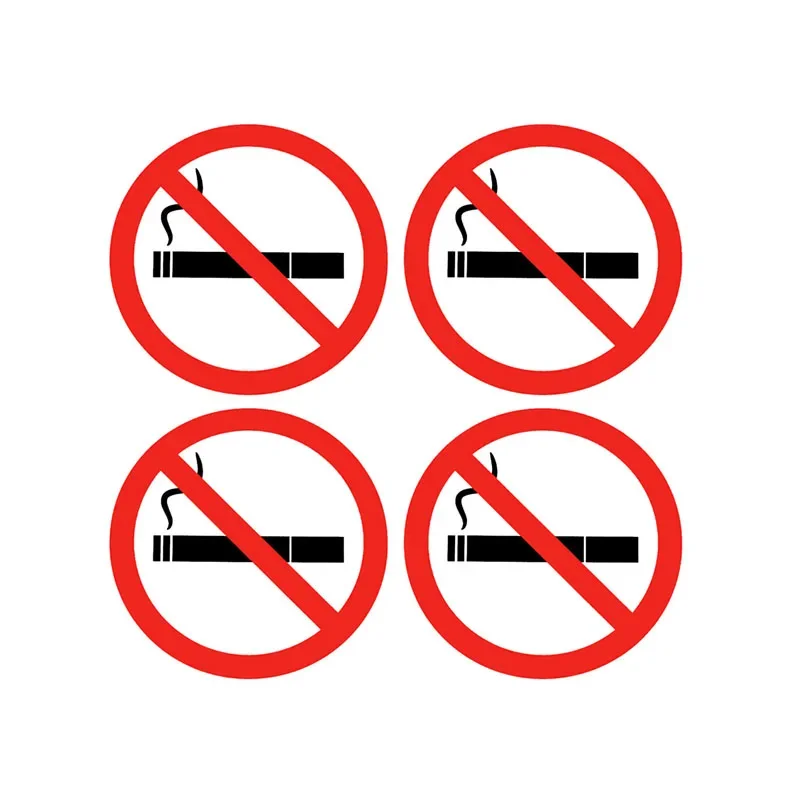 Car Stickers 4 Pieces No Smoking Here Car Decorative Stickers Warning Signs PVC Waterproof Sunscreen 15CM