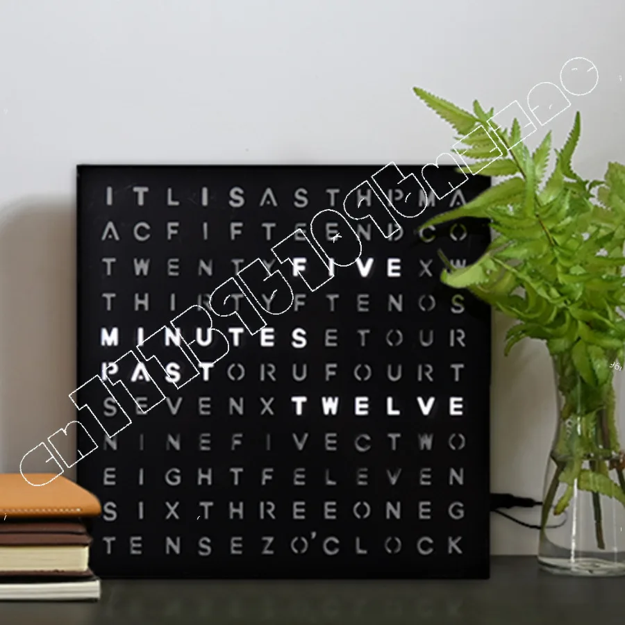 Fashion Creative LED Alphabet Wall Clock English Display Reading Time for Office Learning Desktop