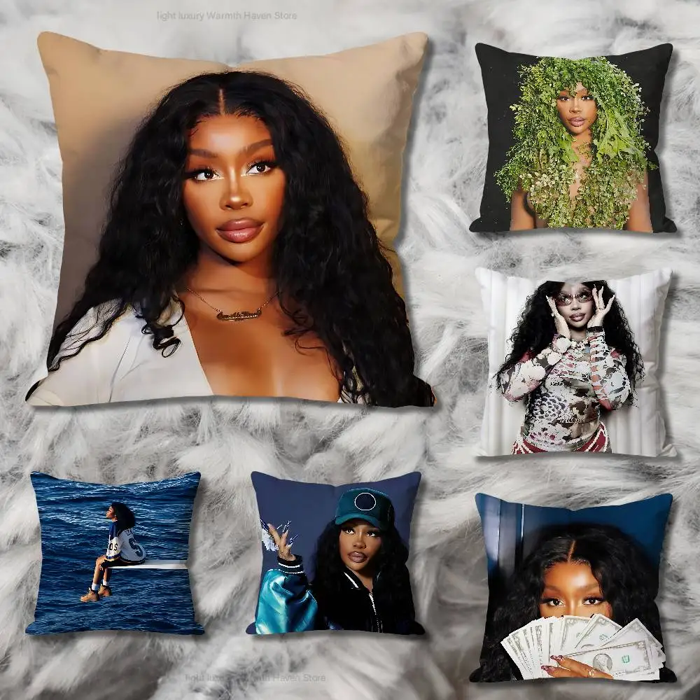 

S-SZA SOS Singer Various Sizes Square Pillow Case For Car Home Bedchamber Decor Custom Valentine gift
