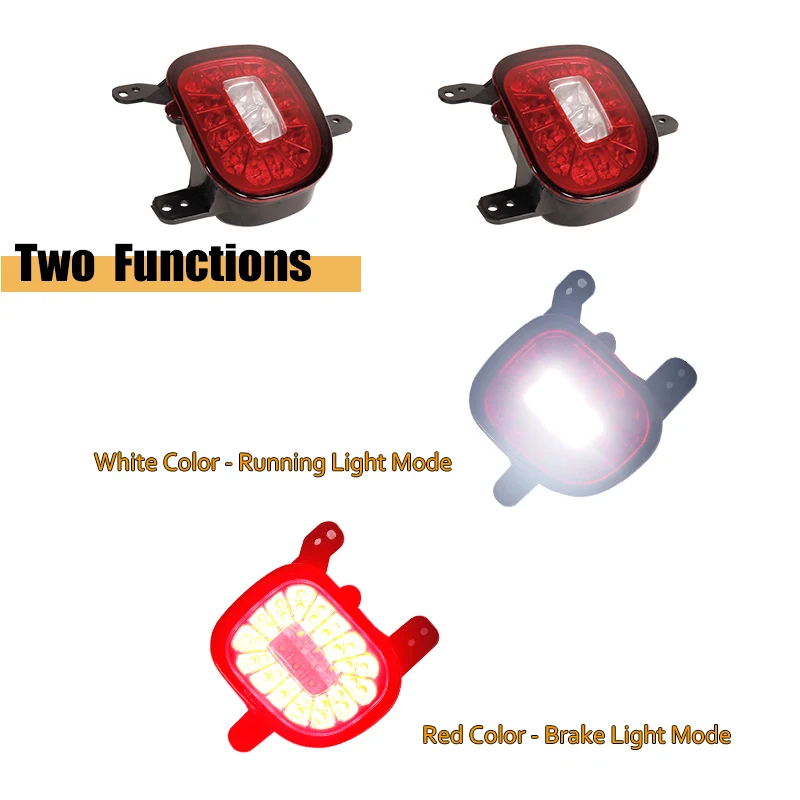 Refletores de para-choque traseiro com lente fumaça, led vermelho/branco, luzes de neblina, com luzes de backup para 2015 ~ 2019 jeep renegade