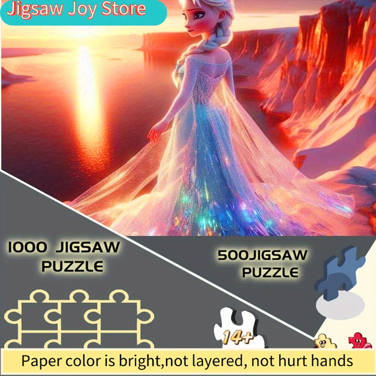 

Пазл Disney/Disney, сборный пазл-головоломка из плотного белого картона — Эльза, принцесса, закат, радуга, сияние: Идеально