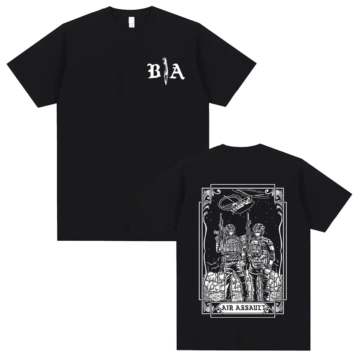 Brothers in Arms Air Assault Double Sided Print T-shirt Men Women Casual Oversized Crewneck T Shirts Male Fashion Vintage Tshirt