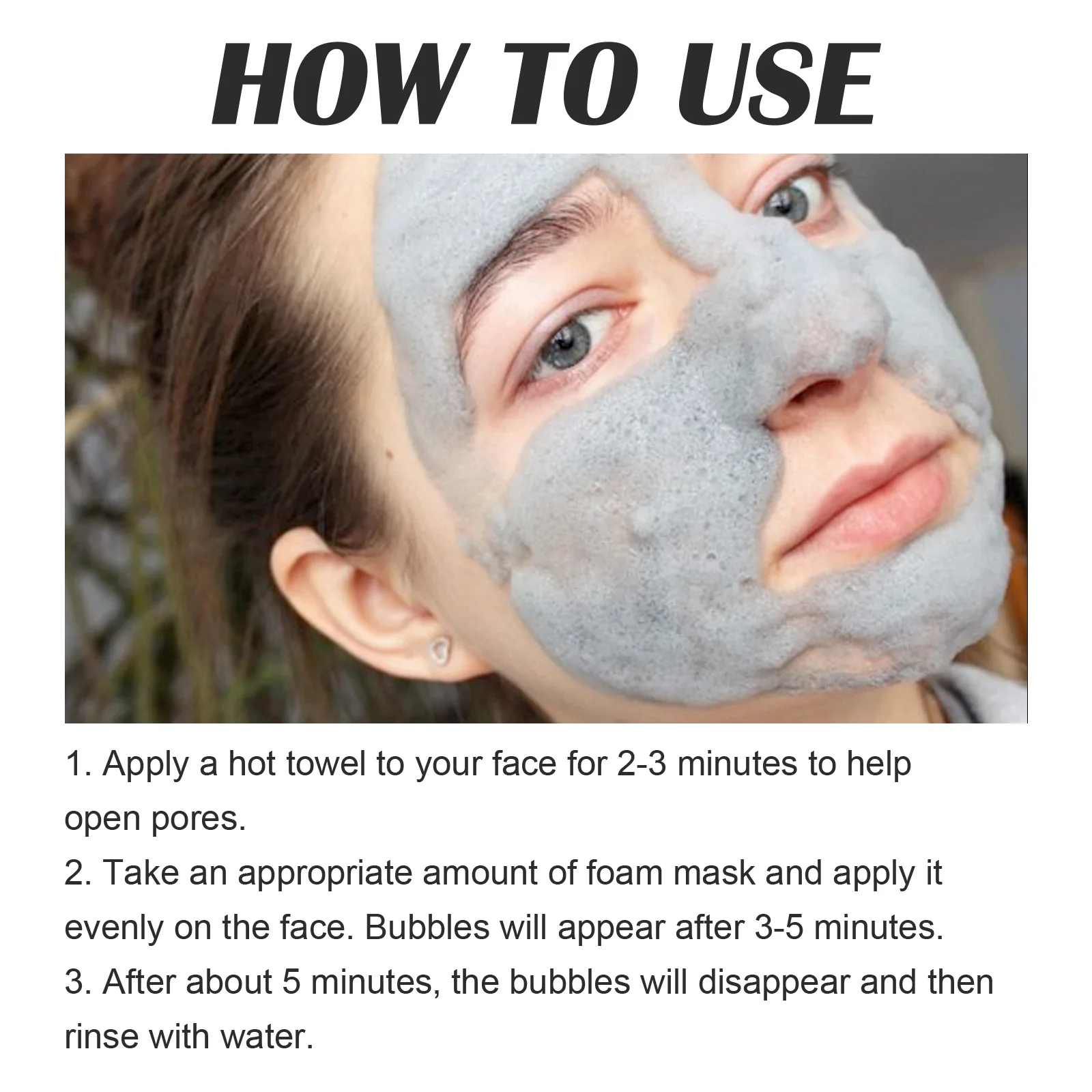 Masque à bulles pour le visage, élimine les points noirs, rétrécit les pores, anti-acné, éclaircit, contrôle de l'huile, blanchissant, hydratant, mousse constants ique