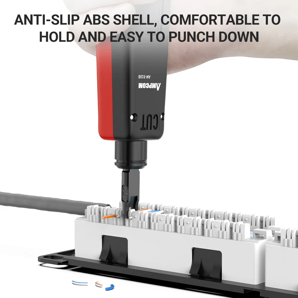 Punch Down Tool, AMPCOM 110-type multifunctioneel netwerkkabelgereedschap met twee bladen Gereedschap voor het inbrengen van telefoonimpactterminals