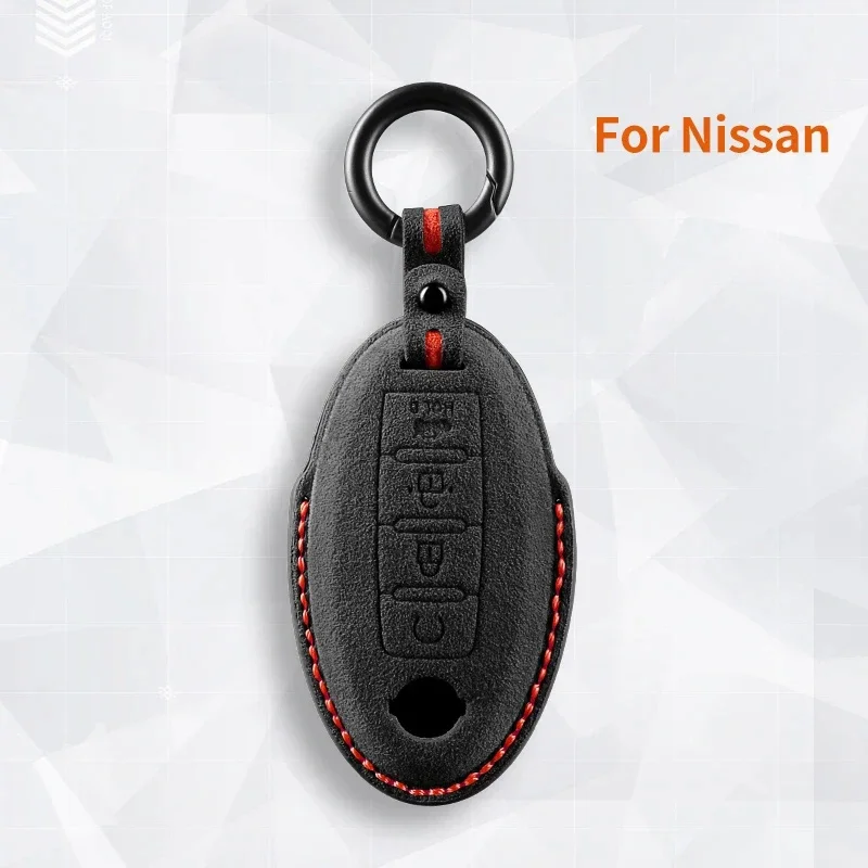 Car Key Case Cover Shell Keychain for Nissan Qashqai Juke J10 J11 X-Trail T32 T31 Kick Tiida Pathfinder for Nissan Suede Key Fob