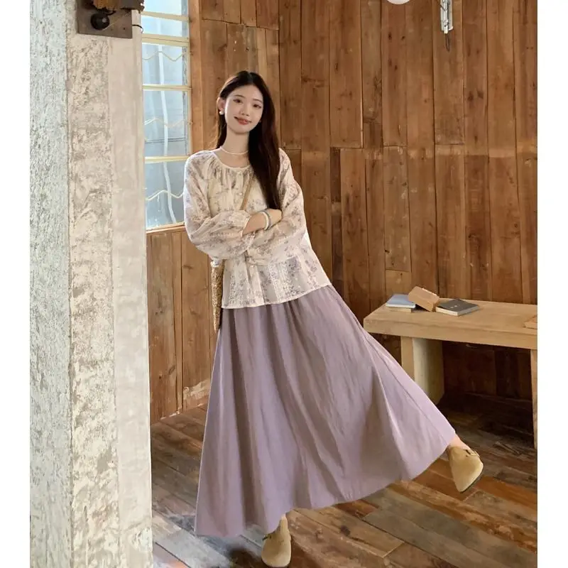 النمط الصيني ربيع الخريف مطبوعة قميص أنيق الأرجواني بيبي دول بأكمام طويلة ملابس الصين بلايز سترة امرأة بلوزة الحديثة #5