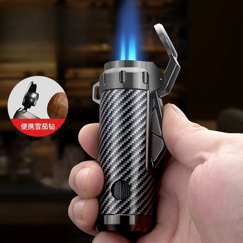 HONEST Zinc Alloy Windproof Tri-Fuel Butane Pneumatic Window Lighter Visible Spokes Window Hidden Cigar Lighter Cigarette Gift
