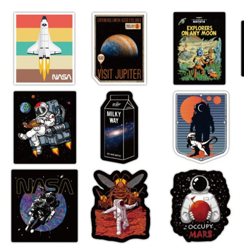 50PCS Creative Space Exploration Astronaut American Drama Cartoon Graffiti Car Luggage Laptop Guitar Waterproof Sticker