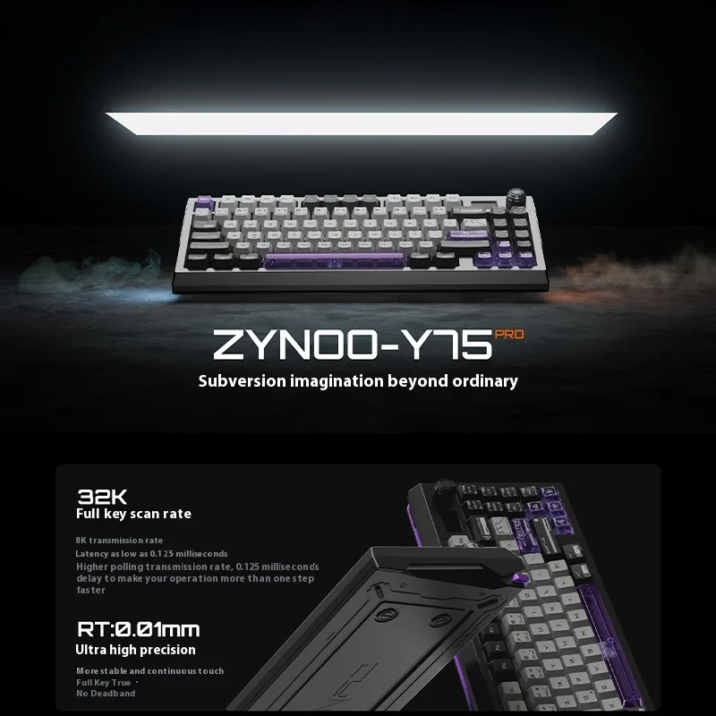 ZYNOO Y75 Pro Gaming Keyboard CNC Aluminum Shell Support 0.01MM RT 8K Polling Rate 0.125MS Latency Customized Magnetic Switch