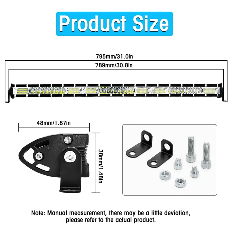 LED Light Bar Spot Flood Combo Beam Slim Single Row LED Driving Lamp Off Road Lights LED Work Light - 30 Inch