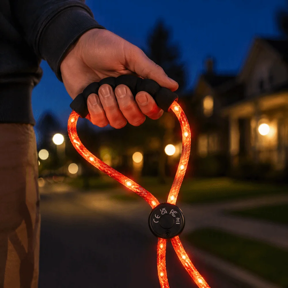 USB Charging LED Dog Leash Super Bright LED Sturdy Wear Resistant Pet Traction Rope Soft Foam Handle Type C Fast Charging