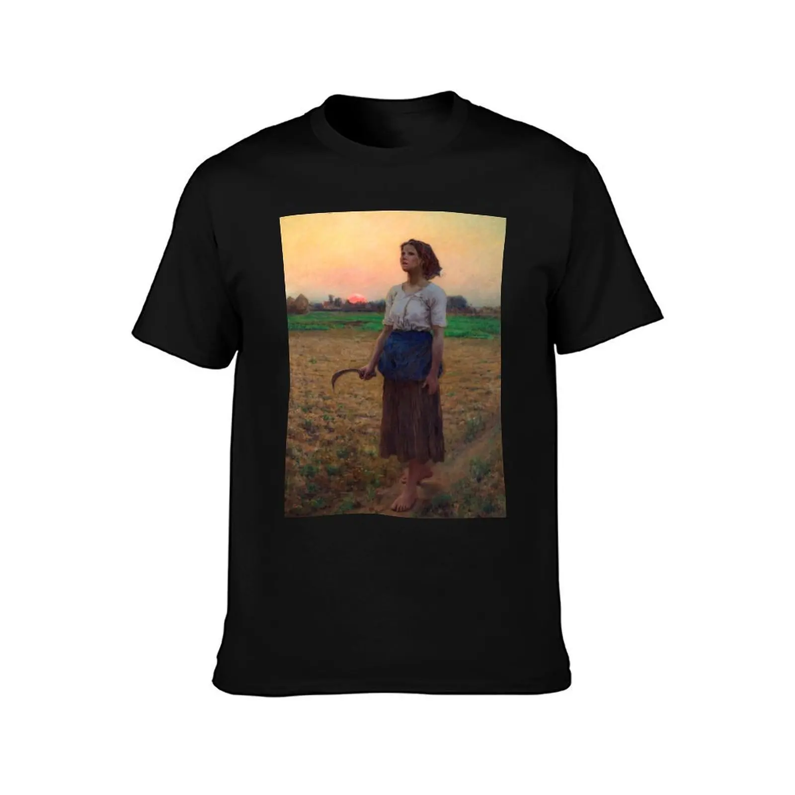 Jules Breton - Song of the Lark T-Shirt, Summer Casual Cotton Tee, Oversized Streetwear Tops, Vintage Graphic Print, 100% Cotton